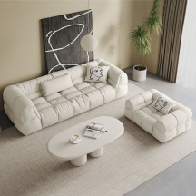 柏胜	莱茵系列轻奢法式奶油风 科技布组合沙发(BSNYS2817K)奶白色
