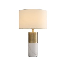 米高 现代简约白色全铜台灯(全铜+布艺灯罩)