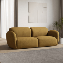 柏胜	西西里系列轻奢 类羊羔绒直排沙发(BSNS090-1)姜黄色
