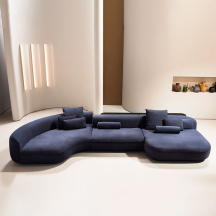柏胜	西西里系列轻奢 布艺弧形沙发(BSNS013)深蓝色/深灰色