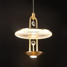 米高 现代北欧 创意轻奢玻璃小吊灯 铜本色(28W/34W可选)