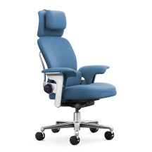 Steelcase leap lounge舒适老板椅 人体工学椅转椅办公椅(棕色皮料/蓝色布料)