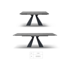 西映SEEIN 现代简约 岩板餐桌 八字拉伸桌