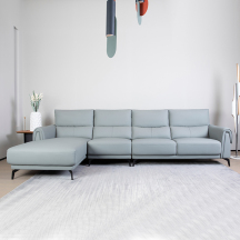 柏胜	森凯洛系列现代 真皮/超纤皮贵妃转角组合沙发(BSJS5053)蓝灰色