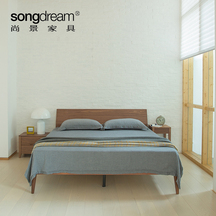 尚景SONGDREAM 北欧现代简约双人床（1.5米/1.8米）胡桃原色—B09